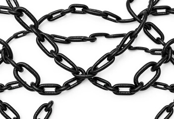 Interlocking black chains forming a seamless vector pattern on a white background,  element,  geometric
