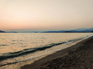 beautiful landscape of a sandy beach on the sea