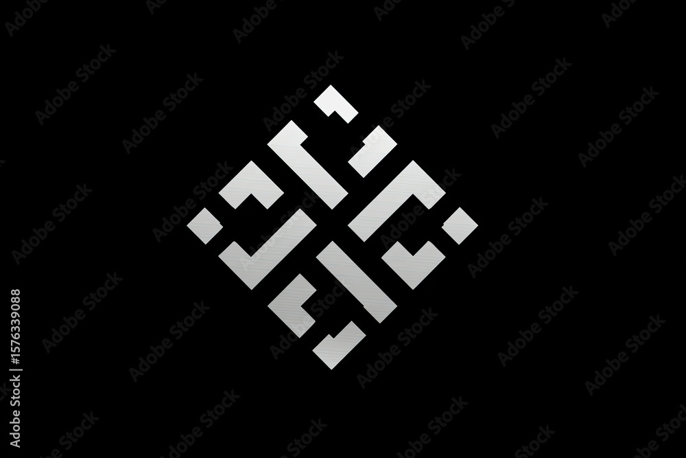 Poster abstract geometric silver pattern on black background creating a modern design