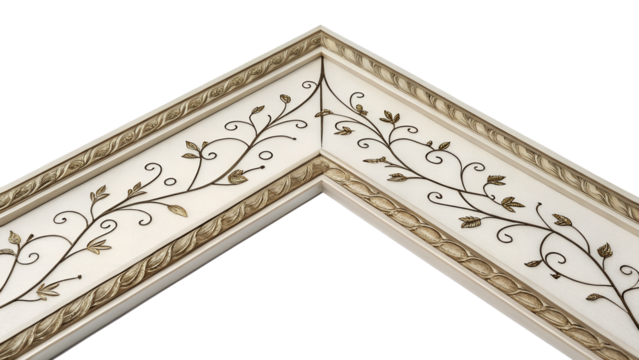Ornate Picture Frame Corner with Intricate Floral Design and Classic Trim A Decorative Accent Piece