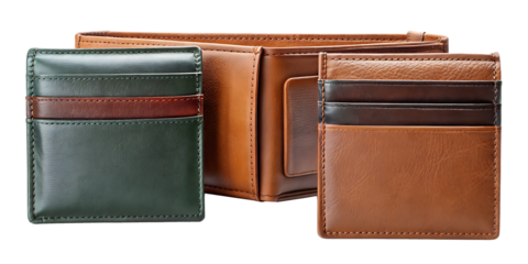 wallet set flat layout isolated on white background, png, ai generated.