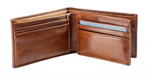 wallet set flat layout isolated on white background, png, ai generated.