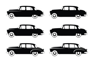Classic Car Silhouette Collection: A stylish selection of classic car silhouettes, offering a glimpse into automotive history and timeless design.