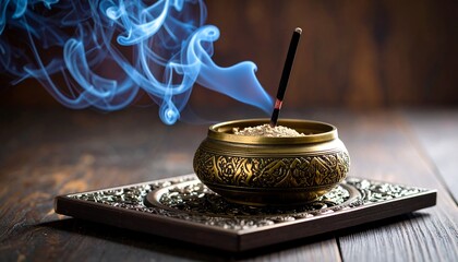Incense burner with smoke rising (2)