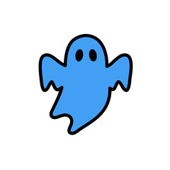 Blue Ghost Icon Arms Outstretched Floating Simple Design