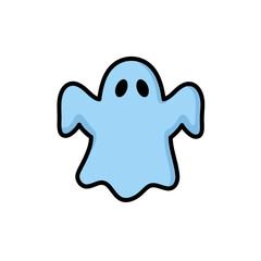 Ghost Symbol Blue Flat Icon Clear Halloween Design