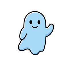 Friendly Ghost Symbol Blue Flat Icon Clear Halloween Design