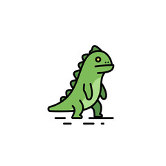 Fototapeta premium Adorable Green Dinosaur Illustration with Spiky Back