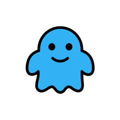 Blue Ghost Icon Happy Face Simple Design