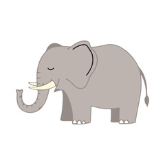 Obraz premium Cute Cartoon Elephant Illustration on White Background for Kids and Education