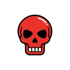 Obraz premium Skull Symbol Red White Flat Icon Clear Halloween Design
