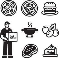 fast food icons set