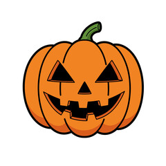 Orange Pumpkin Icon Spooky Carved Face Simple Design