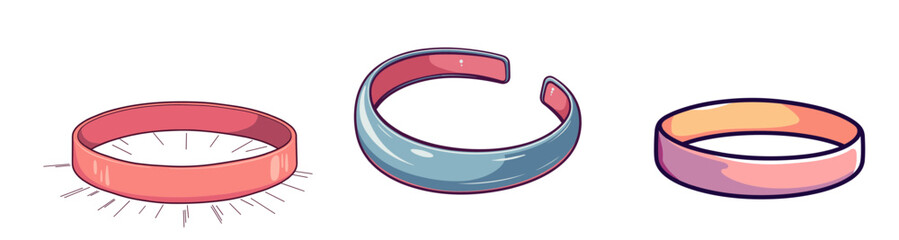 Set of Athletic headbands in pastel colors on white background  