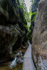 Metal walkway through Janosikove Diery gorge in Mala Fatra mountains