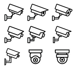 Various Modern Security Cameras Icons for Surveillance and Protection Use