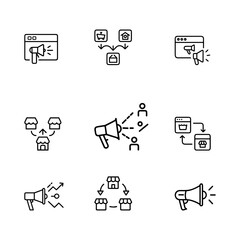 Fototapeta premium Simple Line Icons Depicting E-commerce Marketing Strategies