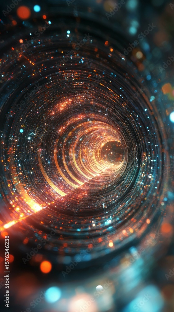 Aufkleber abstract glowing tunnel with bokeh light effects and futuristic design