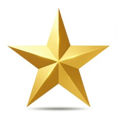 Obraz premium Golden five-pointed star, isolated on white background