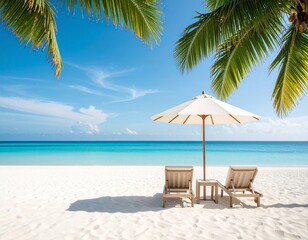 tropical beach with palm trees
