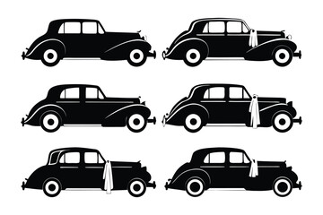 Classic Car Silhouettes: A captivating array of black classic car silhouettes, evoking an era of elegance and timeless automotive design, is a visual ode to a bygone era. 
