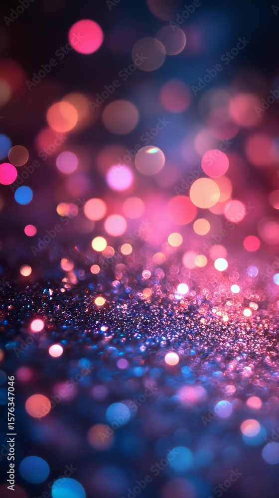 Poster abstract glitter background with colorful bokeh lights festive design