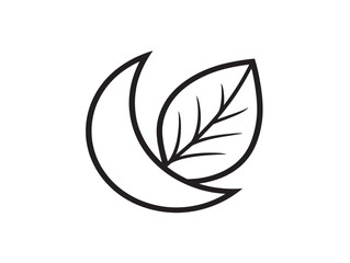 Elegant Moon Leaf Illustration in Smooth Line Vector
