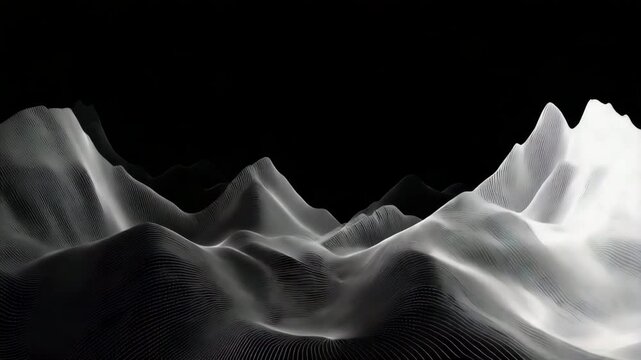 Silver Line Flow on Black &ndash; Abstract Desert-Inspired Ultra HD Background with Beat-Synced Techno Rave Lights and Zoom-In Illusion for 8K