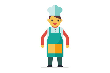 Chef Illustration: A cheerful chef illustration wearing traditional attire stands confidently. This engaging image is perfect for culinary themes, adding a touch of professionalism to any project.