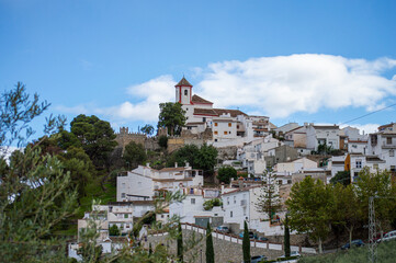 Obraz premium Sunrise over white streets and houses in Alozaina, Spain