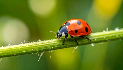 Fototapeta premium Ladybug on a stem