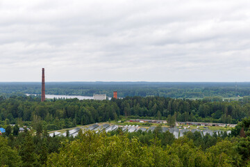  Industrial Landscape Overlooking Forest and Lake