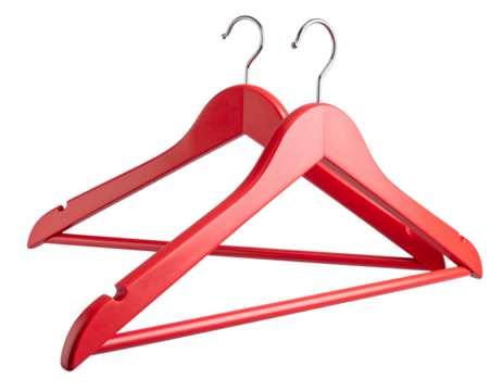 Pair of 3D Red Modern Plastic Hangers, Floating Minimalist Display.