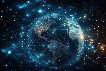 Glowing Earth Network Connections globe digital