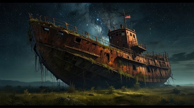 old rusty ship