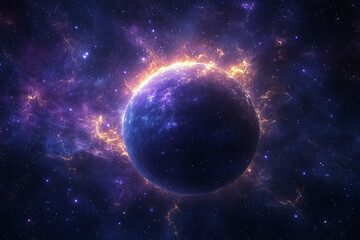 Obraz premium Colorful Planetary System Abstract Art – Galactic Digital Space Illustration