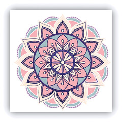 Close-up of hand coloring intricate mandala design with colored pencil, showcasing detailed artwork and creative process, representing relaxation, mindfulness, and artistic expression