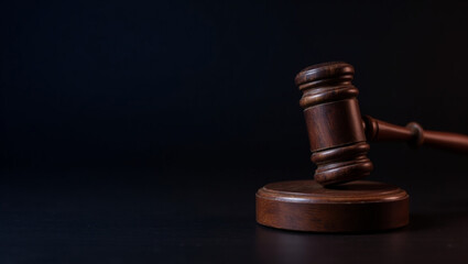 gavel on black background