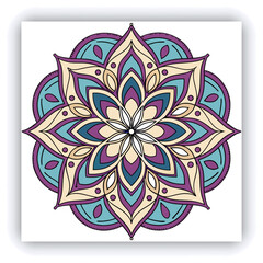 Close-up of hand coloring intricate mandala design with colored pencil, showcasing detailed artwork and creative process, representing relaxation, mindfulness, and artistic expression
