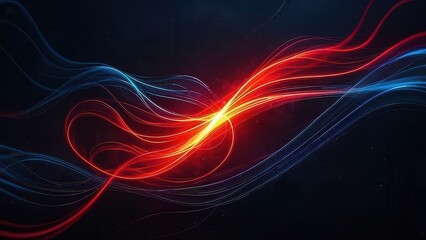 Elegant Light Trails Abstract Energy Streams in Red and Blue, flowing abstract light design.