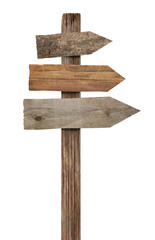 close up of a wooden sign on white background
