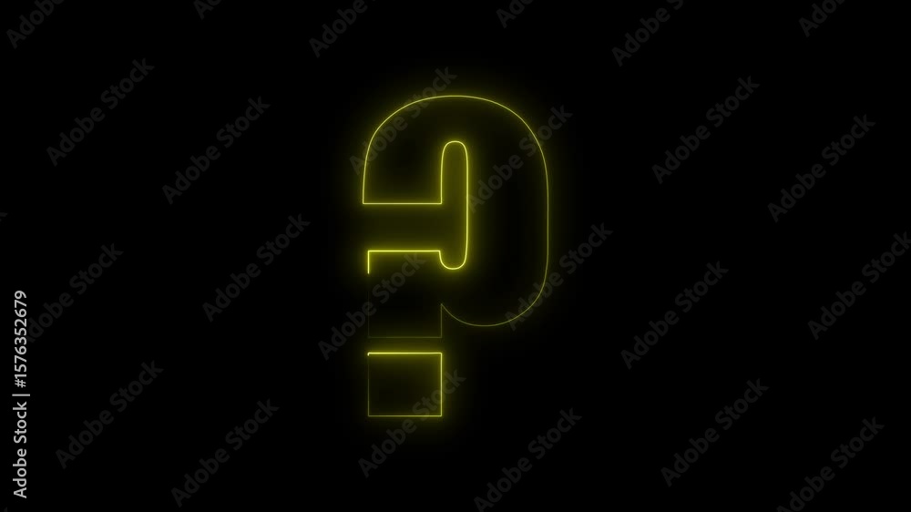 Poster neon question mark symbol on alpha. neon line question mark icon animation on background