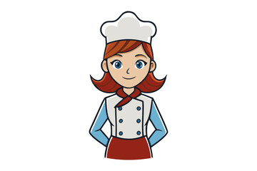 Culinary Portrait: A chef in a classic uniform and hat exudes a calm, confident, and friendly demeanor, ready to create delicious food