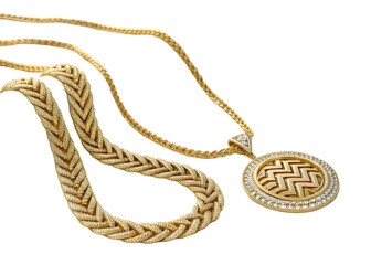 gold necklace on transparent background 