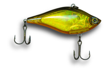 Shadow behind a gold and orange countdown style casting lure