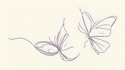Minimalist One Line Drawing of Elegant Butterfly Flying, Perfect for Spa Logo, Wellbeing Concept, Beauty Salon, Relaxation Art, and Editable Modern Doodle Illustration