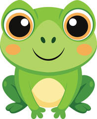 Fototapeta premium Green Frog Smiling Cartoon Vector