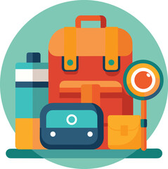 vector illustration of a suitcase with travel icons