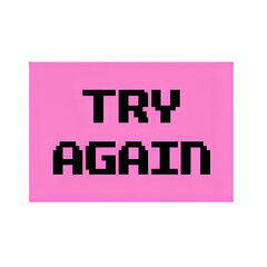 Pixel Art Retry Button: Pink 'Try Again' Graphic for Websites and Games