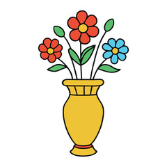 Hand-drawn flowers in a vase with delicate lines and soft details, showcasing blooming petals and leaves, creating a simple, elegant, and calming aesthetic.
